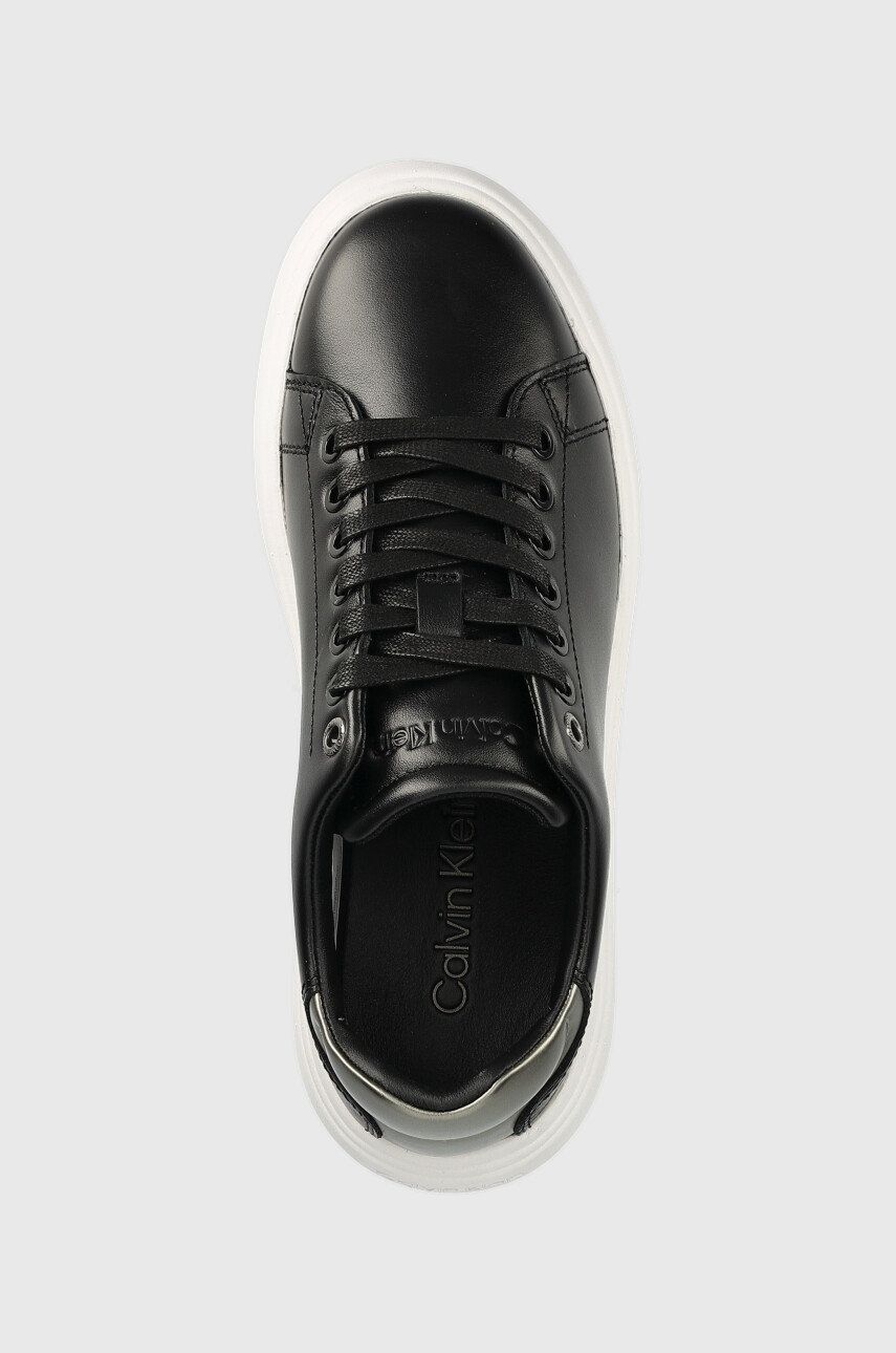 Calvin Klein sneakersy skórzane HW0HW01517 RAISED CUPSOLE LACE UP kolor czarny