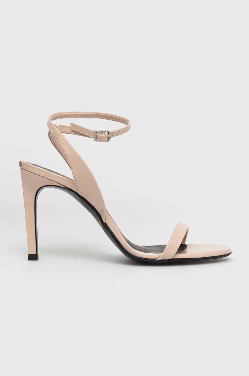 E-shop Kožené sandály Calvin Klein béžová barva