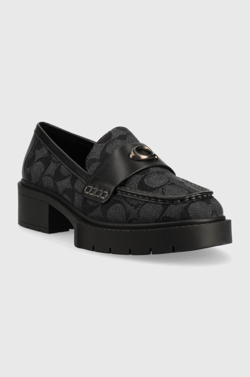 

Мокасины Coach Leah Denim Loafer Leah женские цвет чёрный на платформе CG595