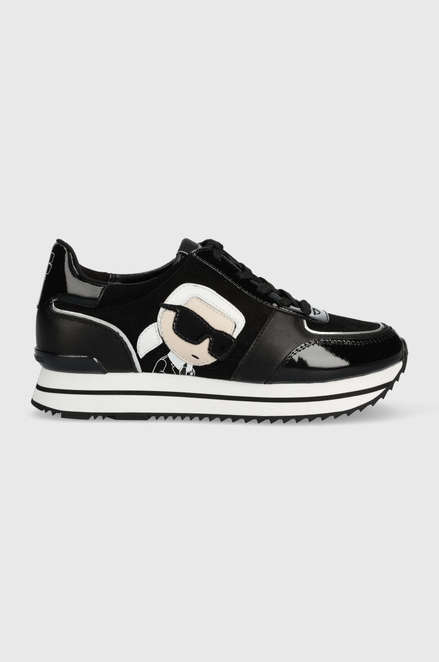 Levně Kožené sneakers boty Karl Lagerfeld KL61930N VELOCITA II černá barva