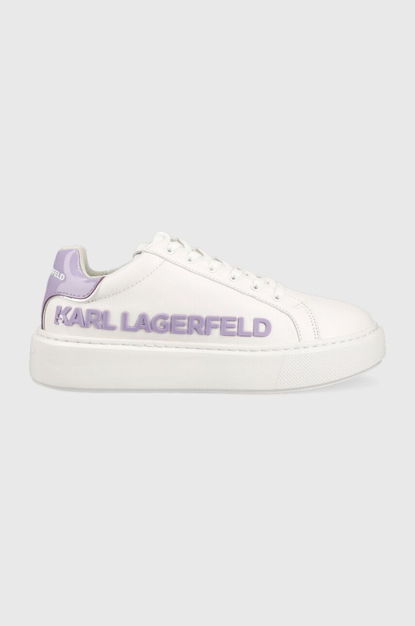 Kožené sneakers boty Karl Lagerfeld MAXI KUP bílá barva, KL62210 - bílá -  Svršek: Umělá hmota