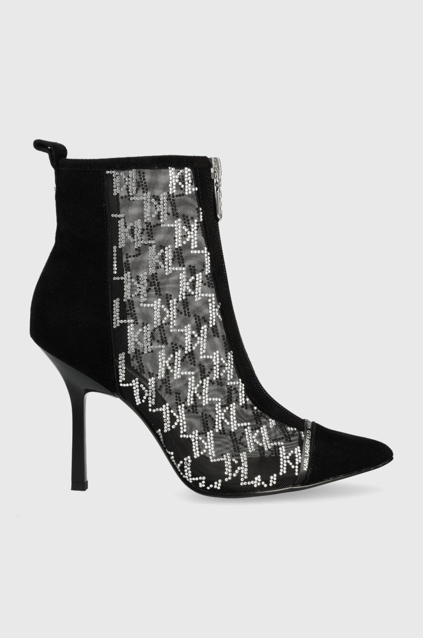 Lodičky Karl Lagerfeld SARABANDE dámské, černá barva, KL30951D - černá -  Svršek: Textilní mate
