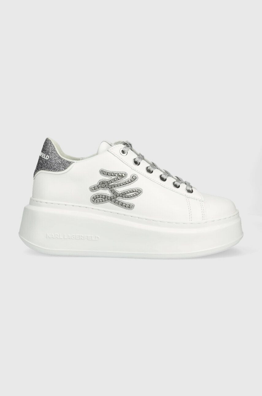 Kožené sneakers boty Karl Lagerfeld ANAKAPRI bílá barva, KL63535 - bílá -  Svršek: Přírodní kůž