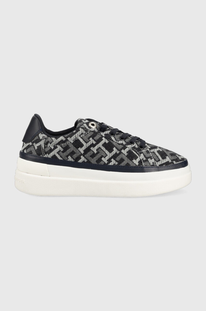 

Кожаные кроссовки Tommy Hilfiger FW0FW06907 DENIM MONOGRAM SNEAKER цвет серый