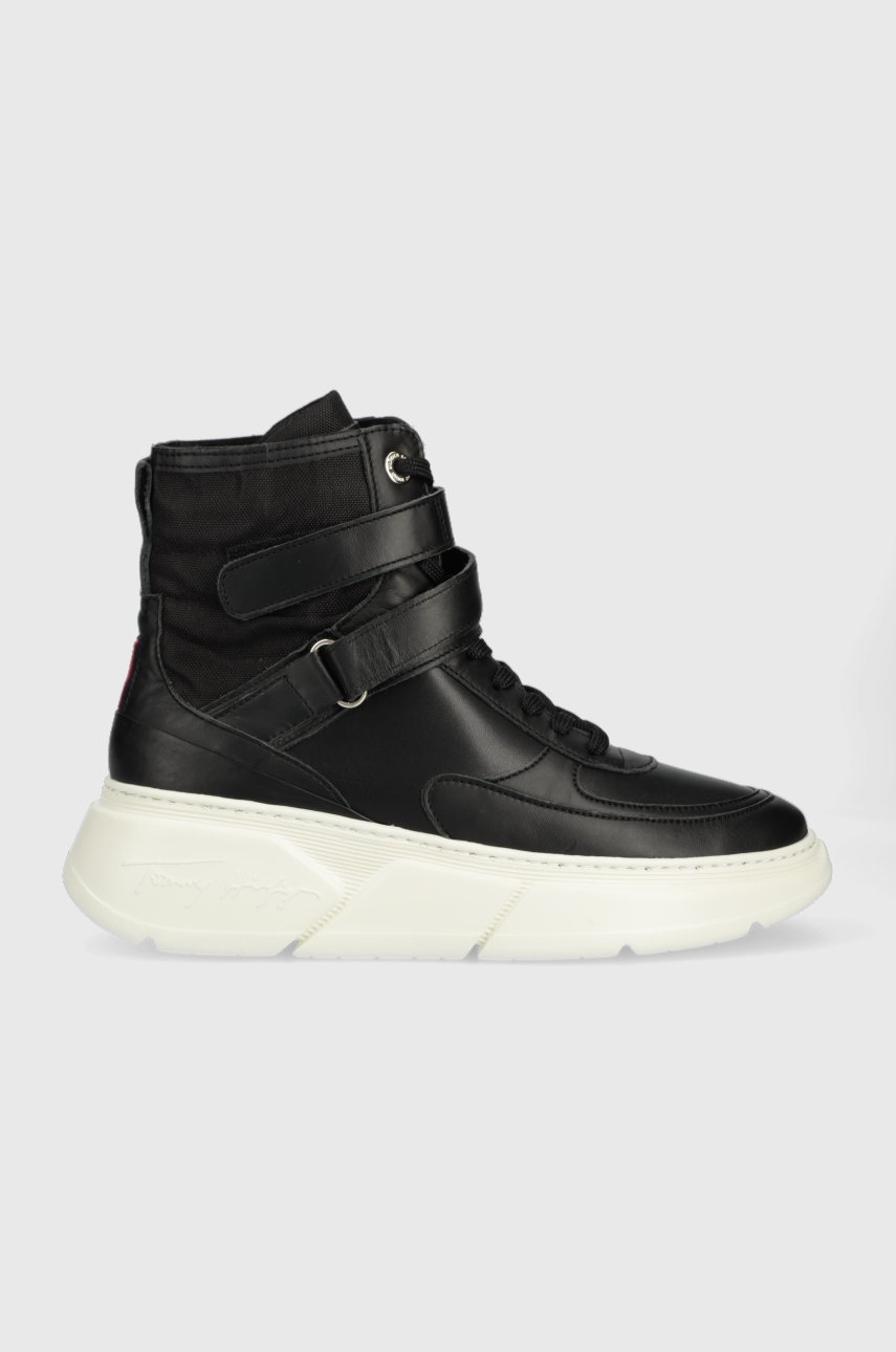 

Шкіряні кросівки Tommy Hilfiger FW0FW06910 CHUNKY WARM SNEAKER HIGH колір чорний