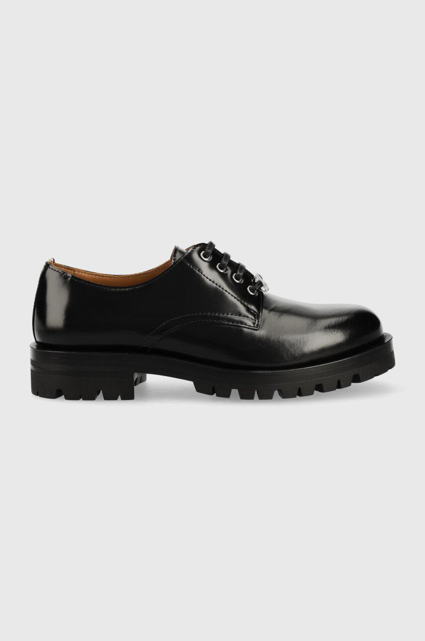 BOSS pantofi de piele Helen femei, culoarea negru, cu platforma, 50488684