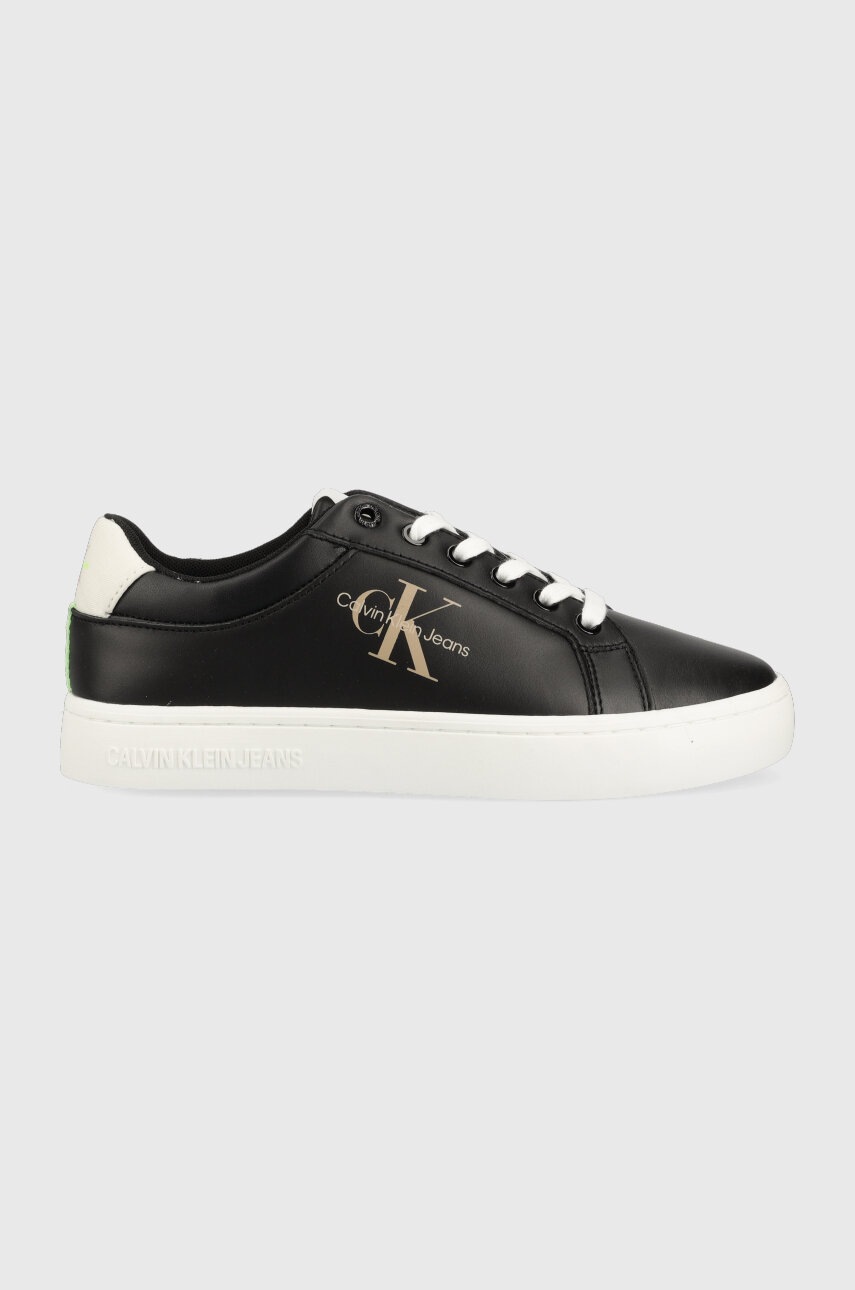 Kožené sneakers boty Calvin Klein Jeans CLASSIC CUPSOLE FLUO CONTRAST WN černá barva, YW0YW00912 - č