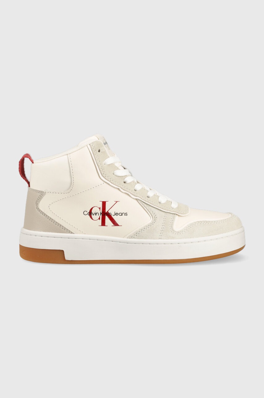

Маратонки Calvin Klein Jeans BASKET CUPSOLE MID IRREG LINE WN в бяло YW0YW00921, Бял