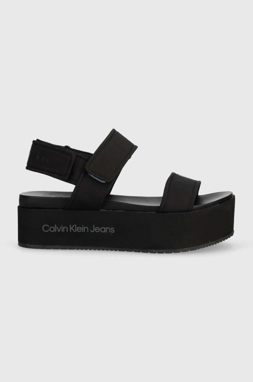 

Сандали Calvin Klein Jeans FLATFORM SANDAL SOFTNY в черно с платформа YW0YW00965, Черен