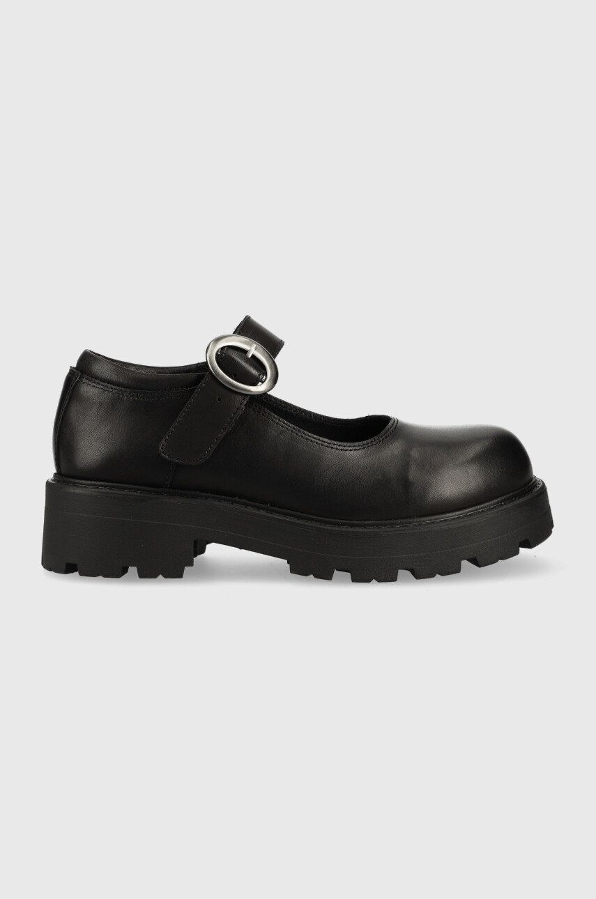Kožené poltopánky Vagabond Shoemakers COSMO 2.0 dámske, čierna farba, na plochom podpätku