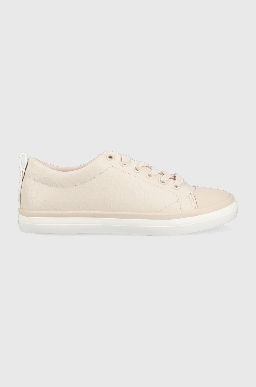 

Кожени кецове Calvin Klein LOW PROF VULC LACE UP - HF MONO в бежово, Бежов
