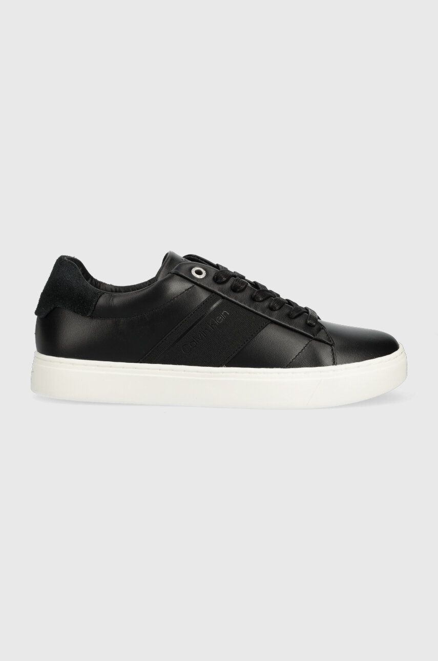 Kožené sneakers boty Calvin Klein CLEAN CUPSOLE LACE UP - HE černá barva, HW0HW01415 - černá - 