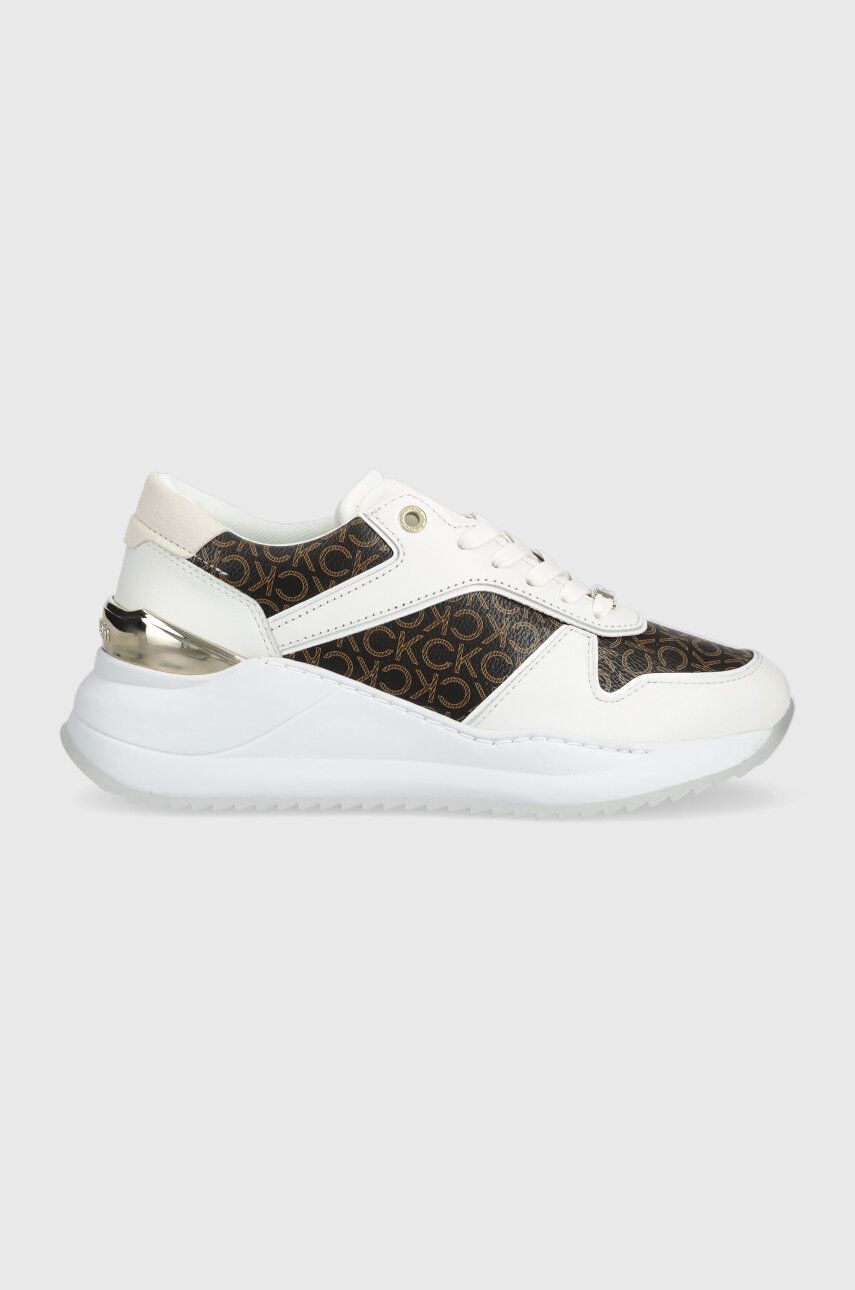 Levně Sneakers boty Calvin Klein CHUNKY INTERN WEDGE LACE UP-MONO bílá barva, HW0HW01439