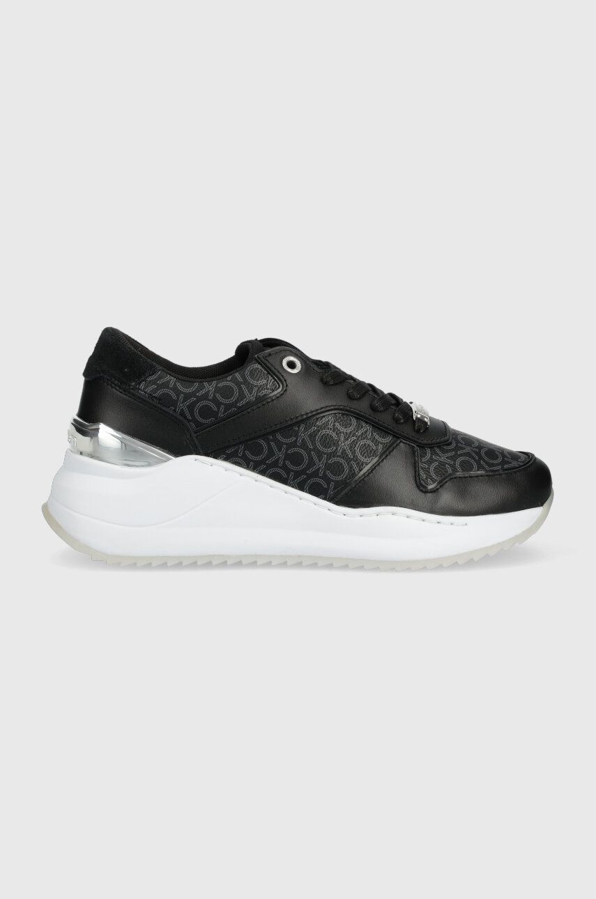 Levně Sneakers boty Calvin Klein CHUNKY INTERN WEDGE LACE UP-MONO černá barva, HW0HW01439