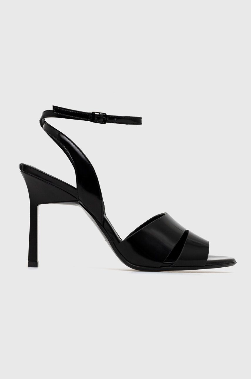 Levně Kožené sandály Calvin Klein GEO STIL SANDAL 90HH černá barva, HW0HW01462