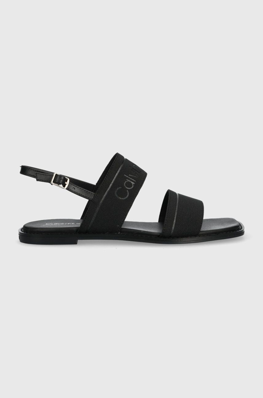 Sandály Calvin Klein SQUARED SANDAL HE dámské, černá barva, HW0HW01496 - černá -  Svršek: Texti
