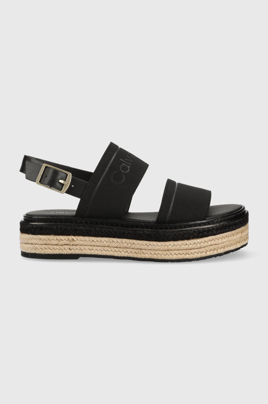 

Сандали Calvin Klein FLATFORM WEDGE - HE в черно с платформа HW0HW01497, Черен