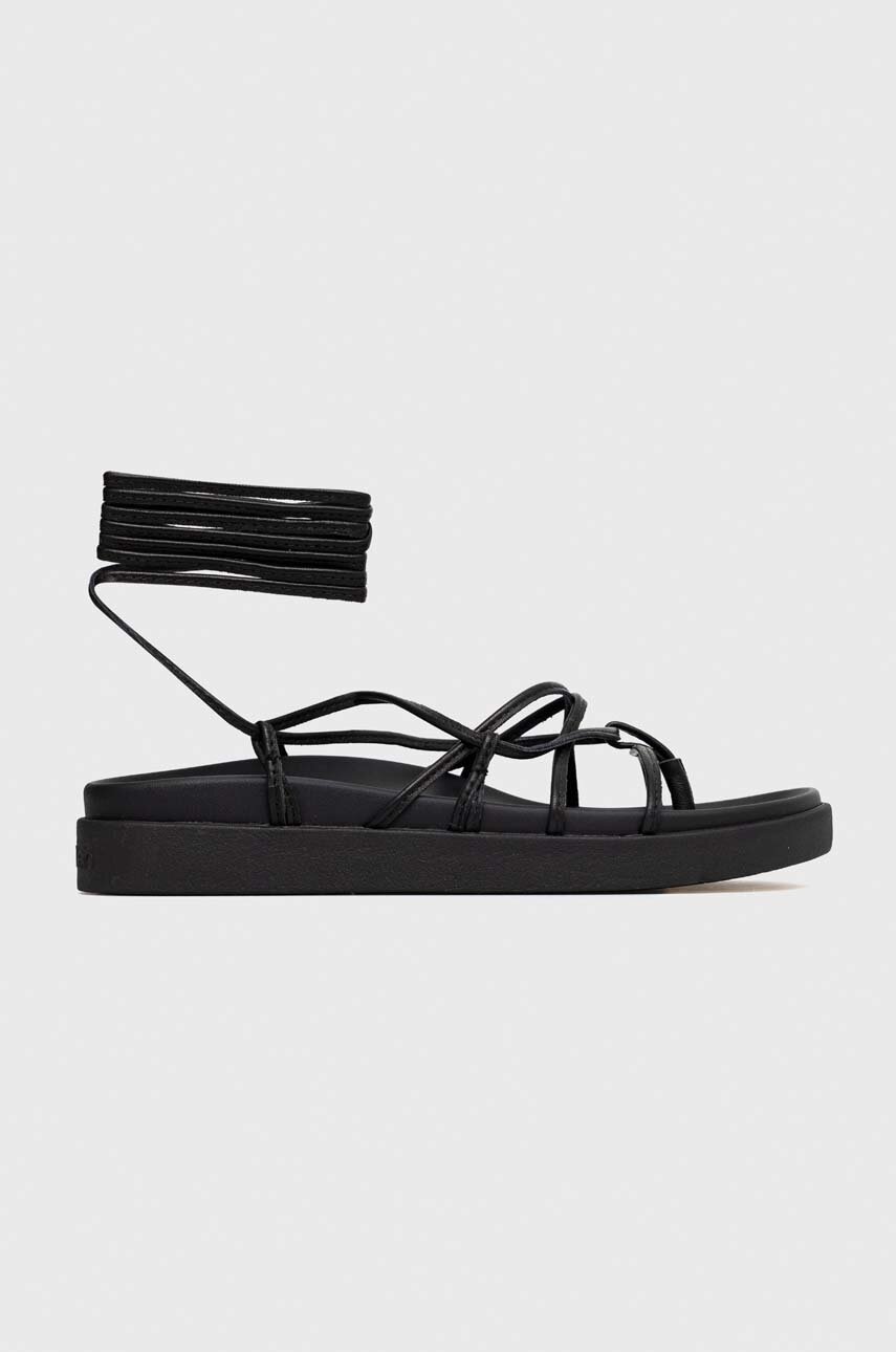 

Кожени сандали Calvin Klein ERGO STRAP SANDAL в черно с платформа HW0HW01501, Черен