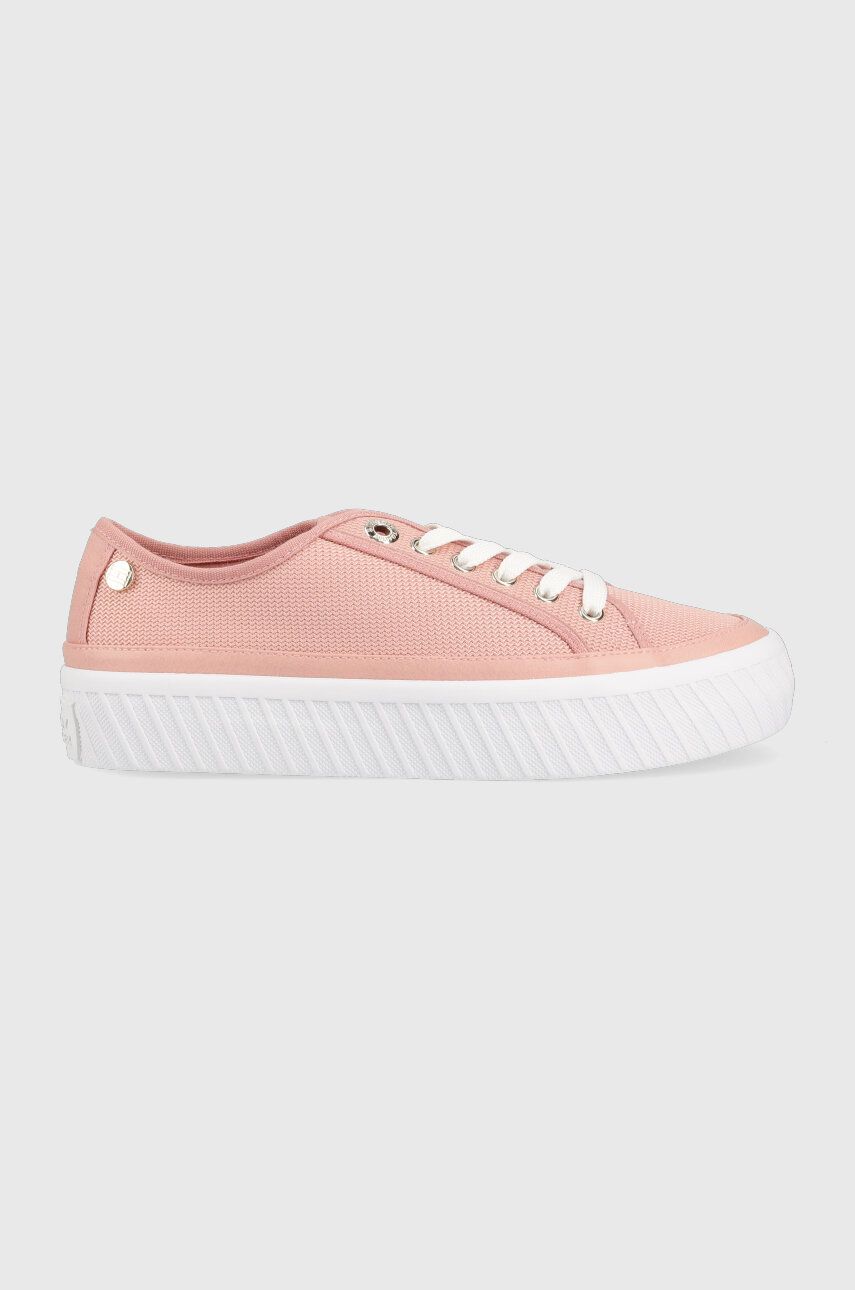 Sneakers boty Tommy Hilfiger PLATFORM VULCANIZED SNEAKER růžová barva - růžová -  Svršek: Umělá