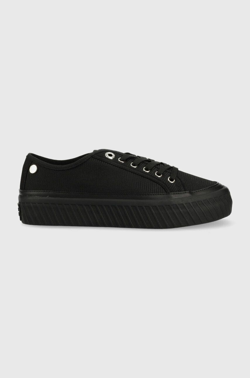 Sneakers boty Tommy Hilfiger PLATFORM VULCANIZED SNEAKER černá barva - černá -  Svršek: Umělá h