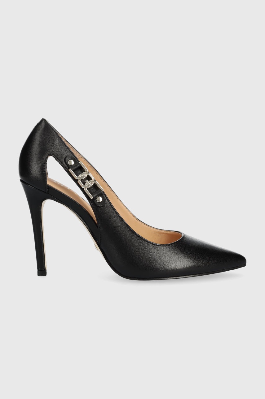 

Кожени обувки с висок ток Guess Gabbi в черно FL5GBB LEA08, Черен