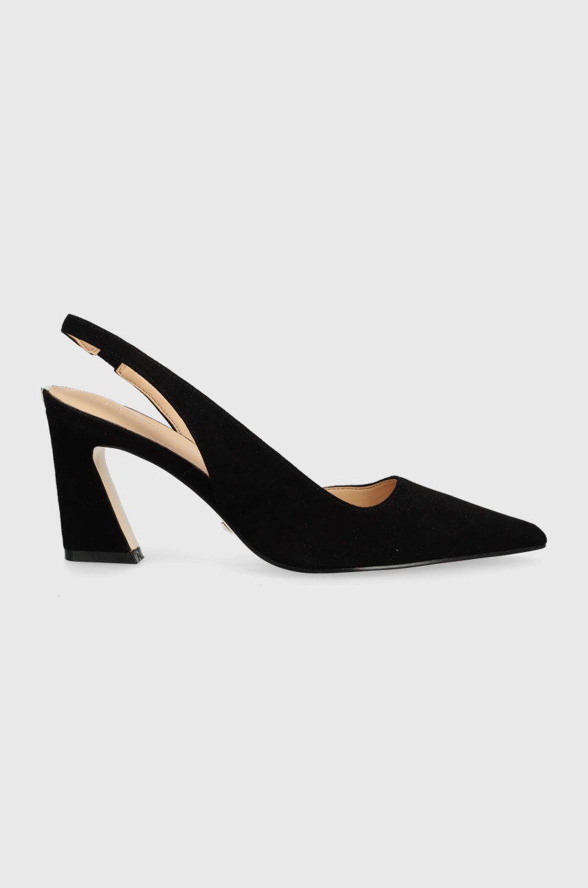 

Туфлі Guess Mallie колір чорний каблук блок відкрита п'ята FL5MLE SUE05 BLACK