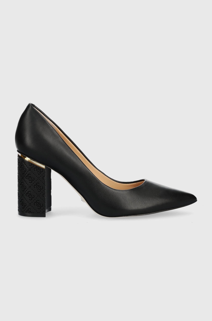 

Шкіряні туфлі Guess Pialy колір чорний каблук блок FL5PIA LEA08 BLACK
