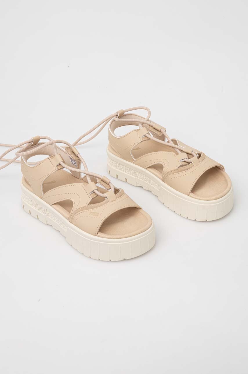 

Сандалии Puma Mayze Sandal Laces Wns женские цвет бежевый на платформе
