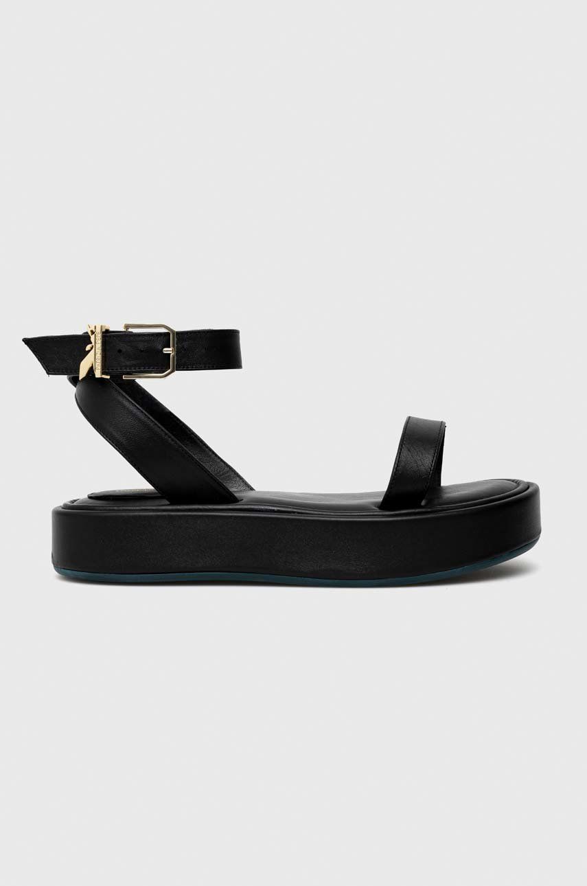Kožené sandály Patrizia Pepe dámské, černá barva, na platformě, 8X0055 L026 K103 - černá -  Svr