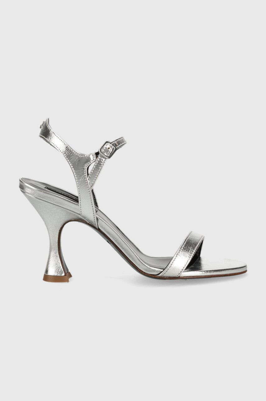 Kožené sandály Patrizia Pepe stříbrná barva, 8X0057 L031 S298