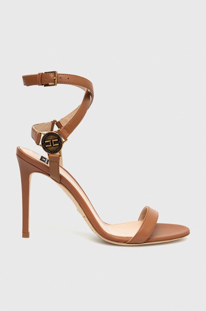 E-shop Kožené sandály Elisabetta Franchi hnědá barva, SA01L31E2