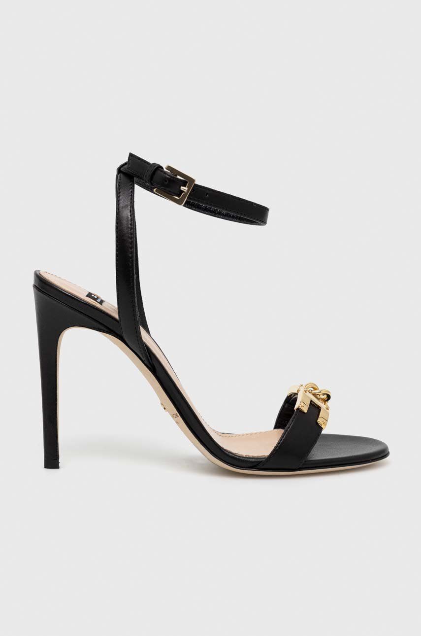 Levně Kožené sandály Elisabetta Franchi černá barva, SA17L31E2