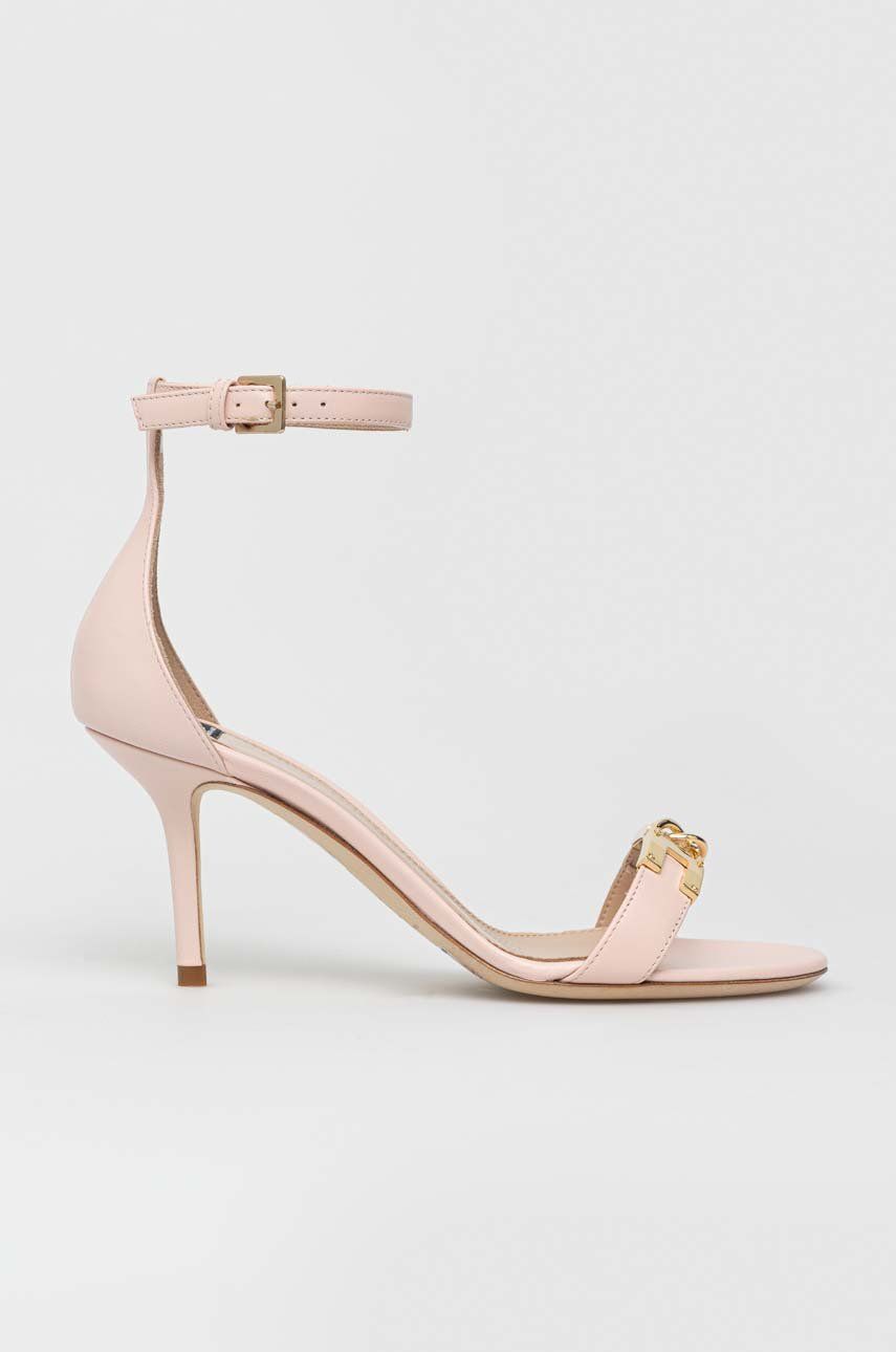 Levně Kožené sandály Elisabetta Franchi růžová barva