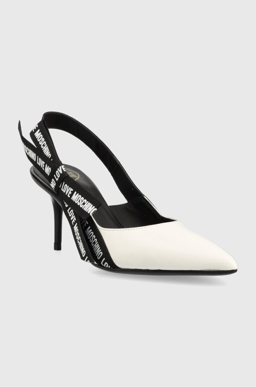 

Шкіряні туфлі Love Moschino Scarpad Spillo 70 колір білий JA10027G1G