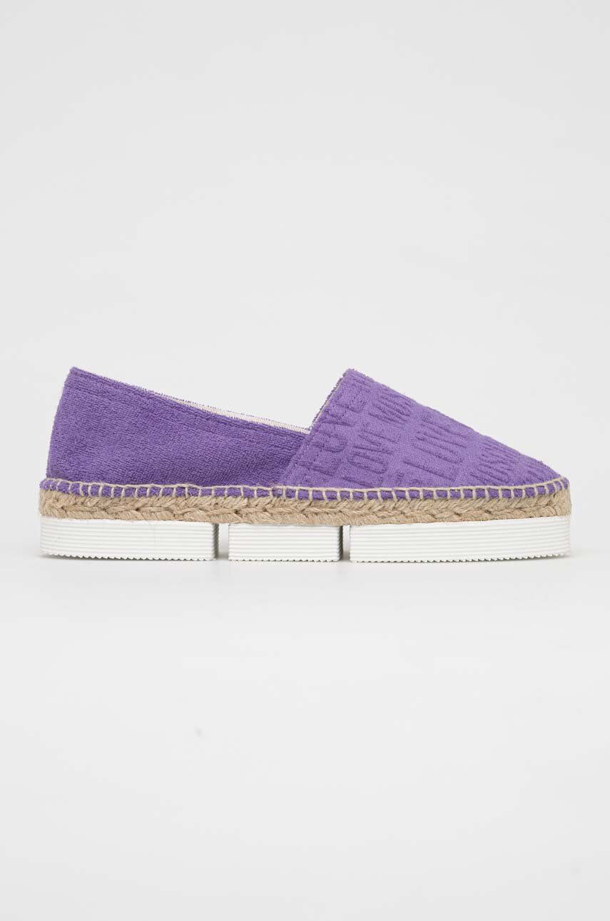 Levně Espadrilky Love Moschino Scarpad Espam 35 fialová barva, na platformě, JA10313G1G