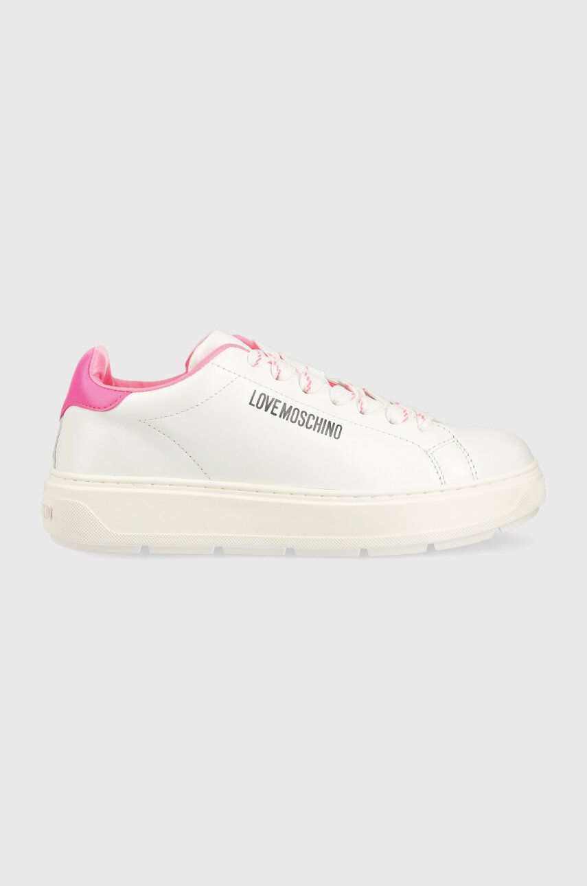 Love Moschino sneakers din piele Sneakerd Bold 40 culoarea alb, JA15374G1G alb imagine noua