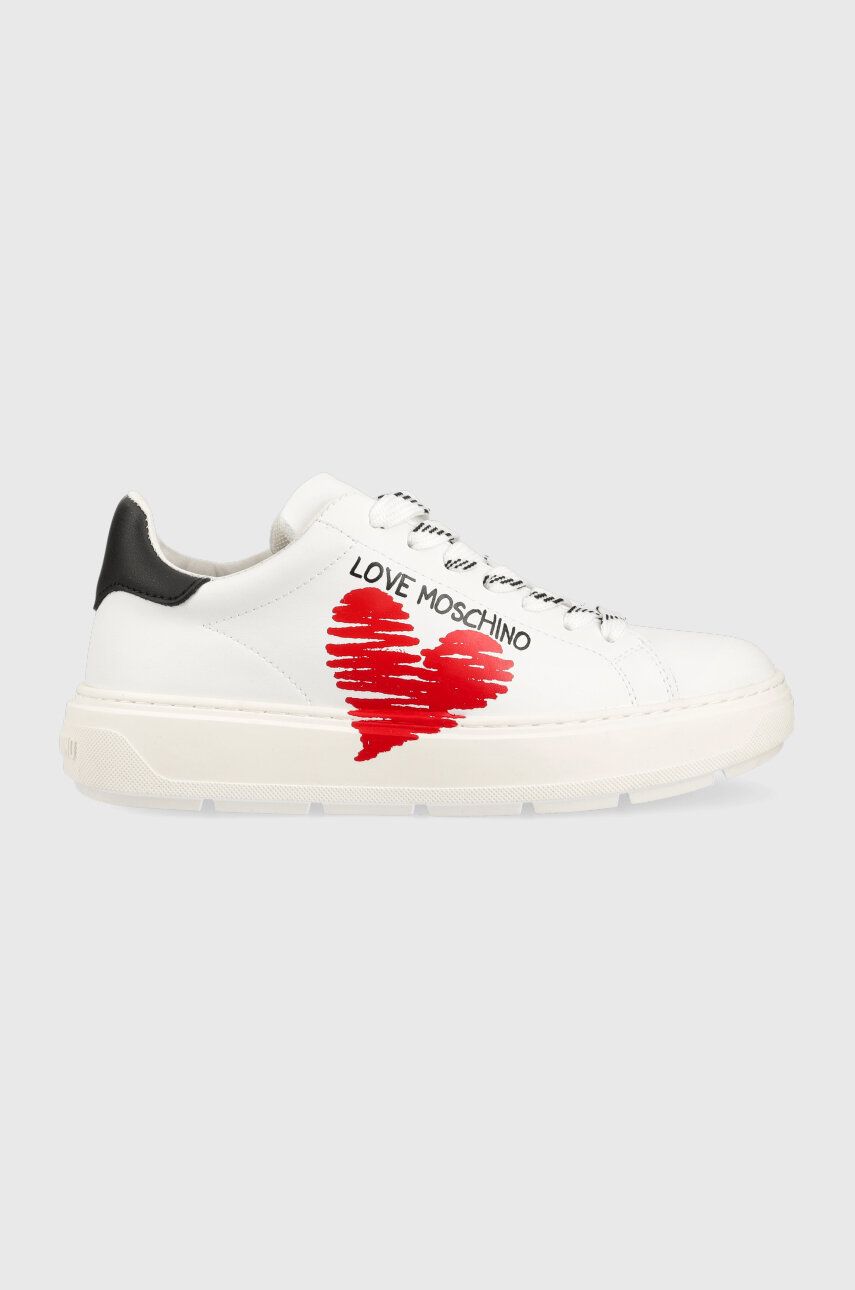 Love Moschino sneakers din piele Sneakerd Bold 40 culoarea alb, JA15394G1G alb imagine noua