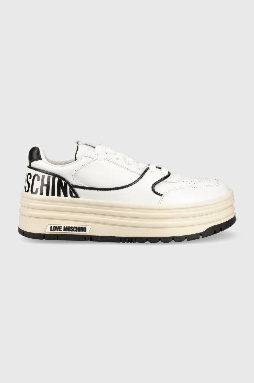 Love Moschino sneakers din piele Sneakerd Basket 60 culoarea alb, JA15426G1G