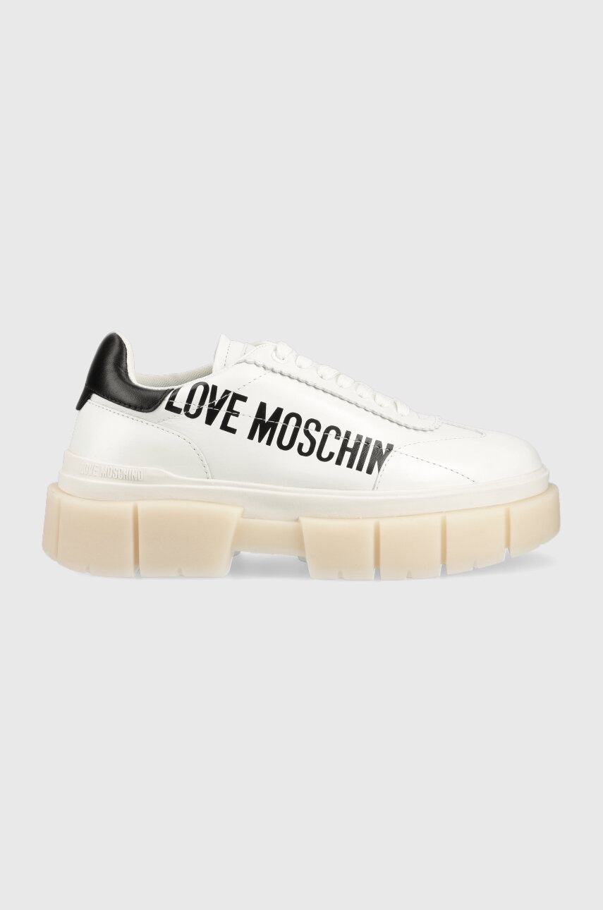 

Кожени маратонки Love Moschino Sneakerd Belove 65 в бяло JA15666G1G, Бял
