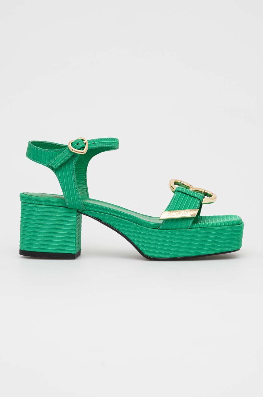 Sandály Love Moschino San Lod Quadra 55 zelená barva, JA16075G1G - zelená -  Svršek: Textilní m