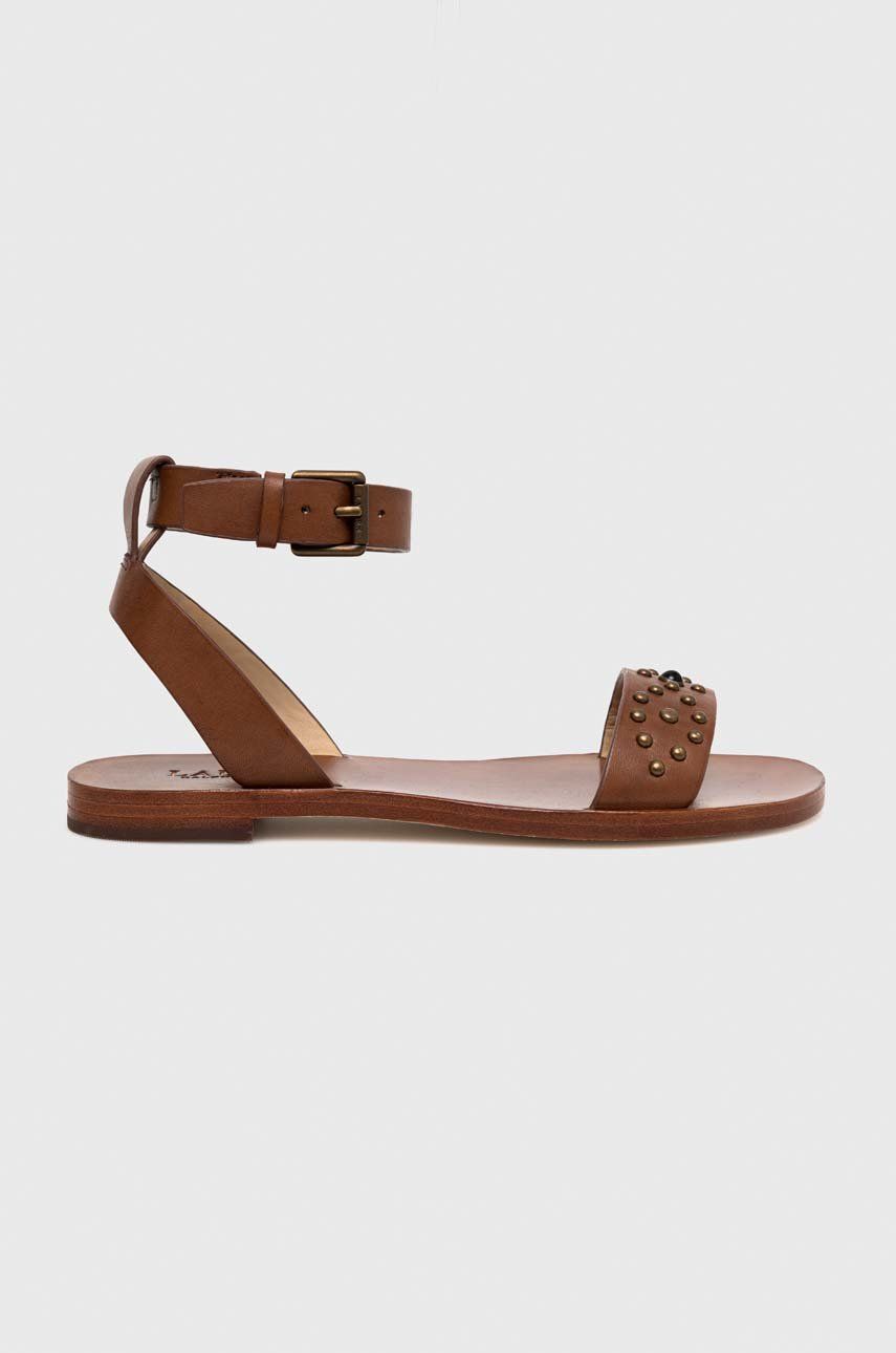 Kožené sandály Lauren Ralph Lauren 802891394001 dámské, hnědá barva, 802891394001 - hnědá -  Sv