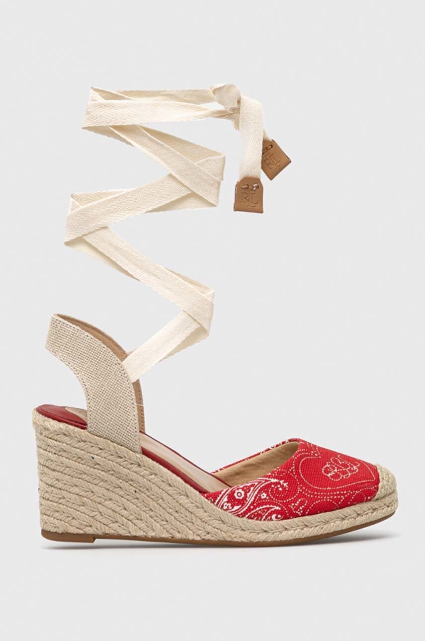 Espadrilky Lauren Ralph Lauren 802898509001 červená barva, na klínku - červená -  Svršek: Texti