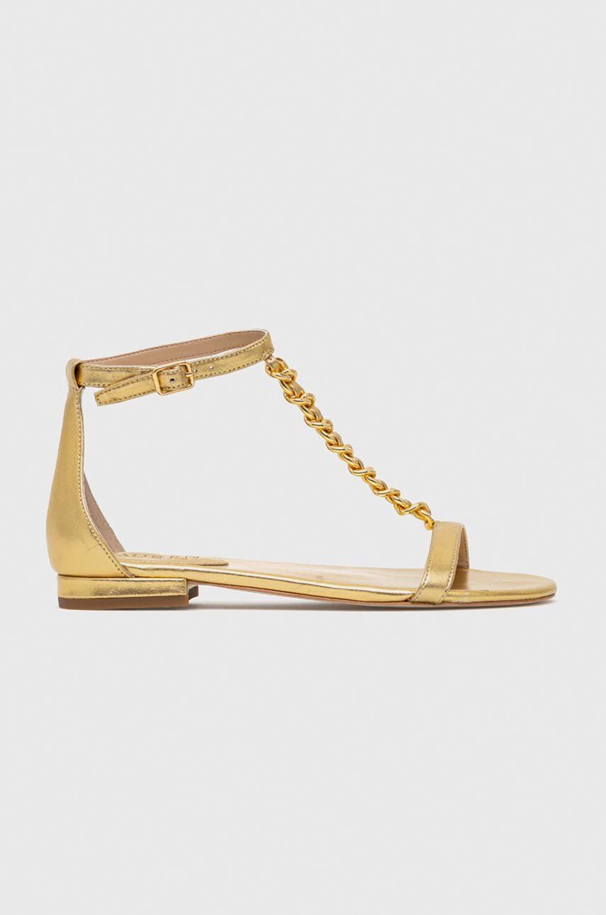 Levně Kožené sandály Lauren Ralph Lauren 802900075001 dámské, zlatá barva