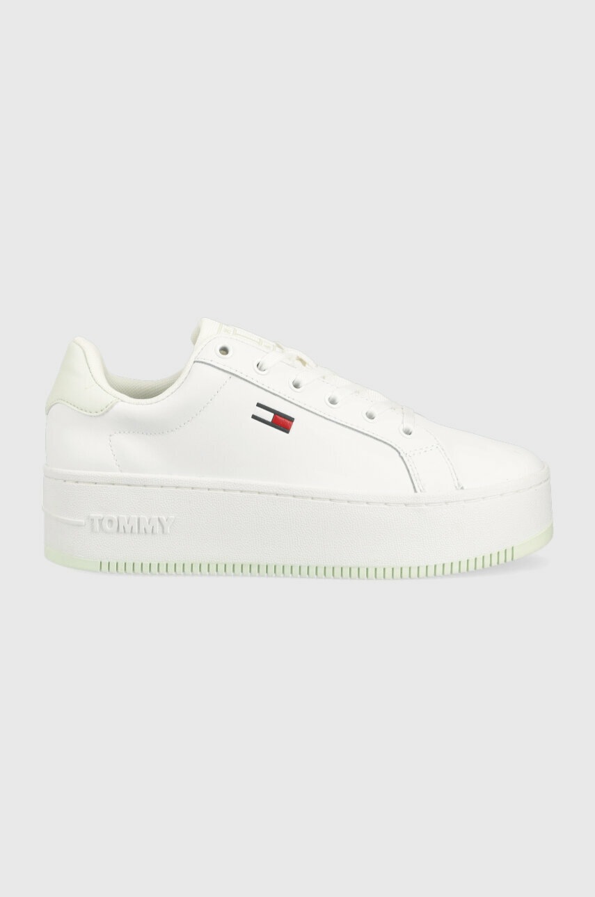 

Шкіряні кросівки Tommy Jeans FLATFORM SEASONAL колір білий EN0EN02097