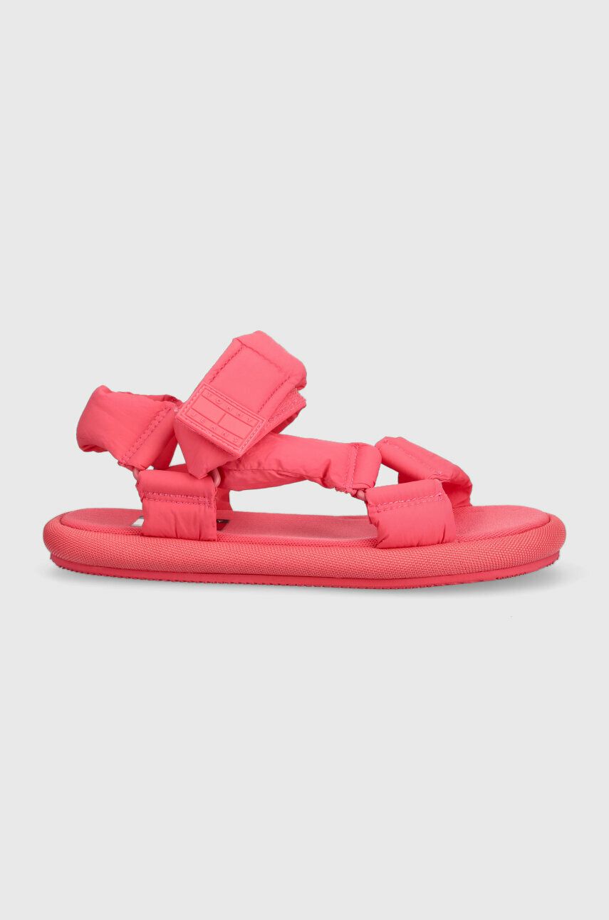 Sandály Tommy Jeans POPPY SOFT PADDED dámské, růžová barva, EN0EN02120 - růžová -  Svršek: Text