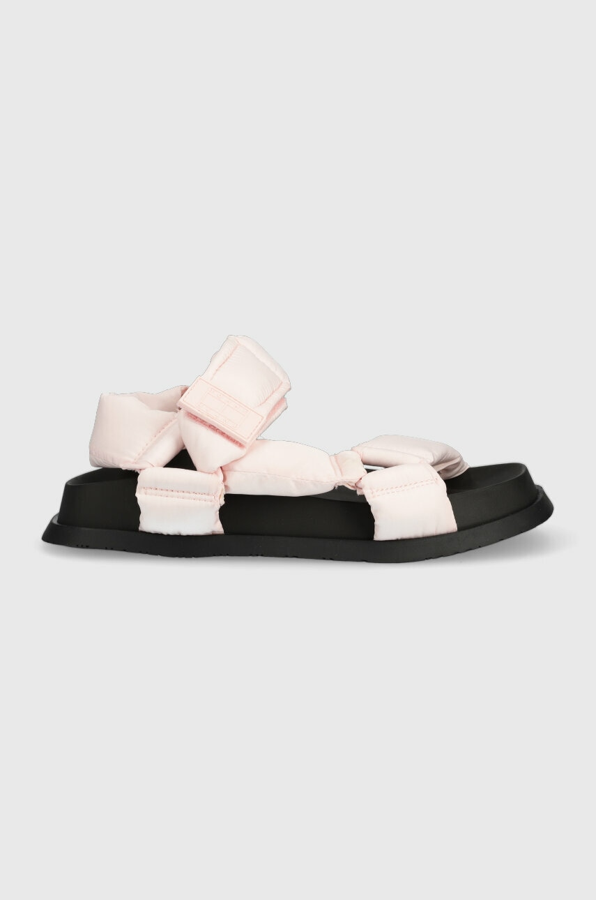 Levně Sandály Tommy Jeans NEW SANDAL WMNS dámské, růžová barva, EN0EN02135