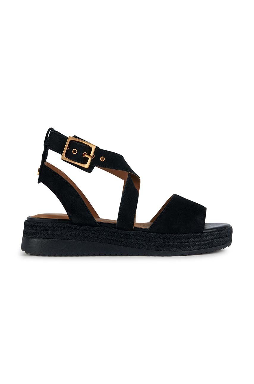 Kožené sandály Geox D EOLIE dámské, černá barva, D35SRB 00022 C9999 - černá -  Svršek: Přírodní