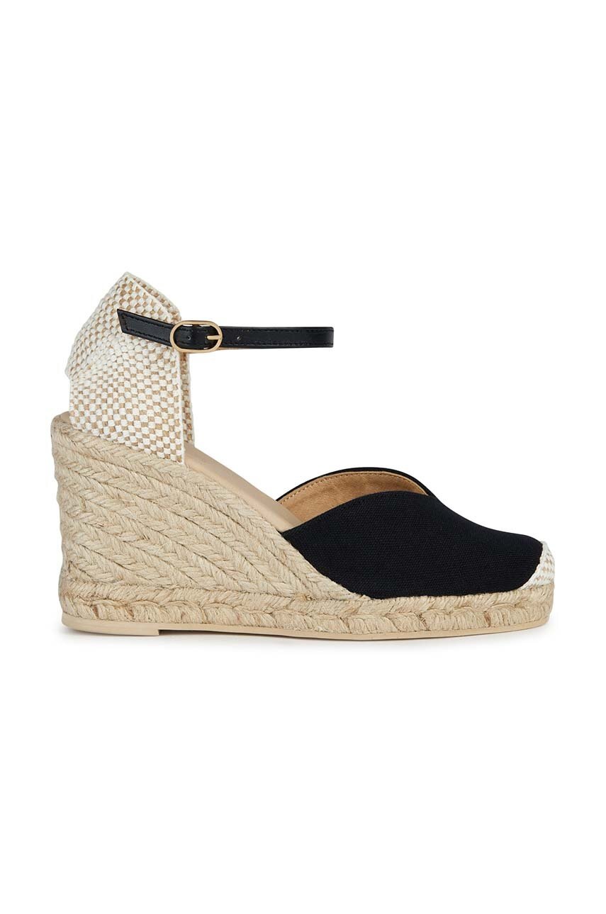 Espadrilky Geox D GELSA černá barva, na klínku, D35TPA 00010 C9999 - černá -  Svršek: Textilní 