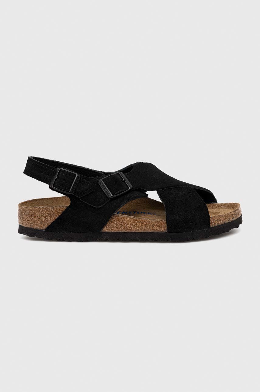 Birkenstock sandale din piele întoarsă Tulum SFB femei, culoarea negru 1024086-black