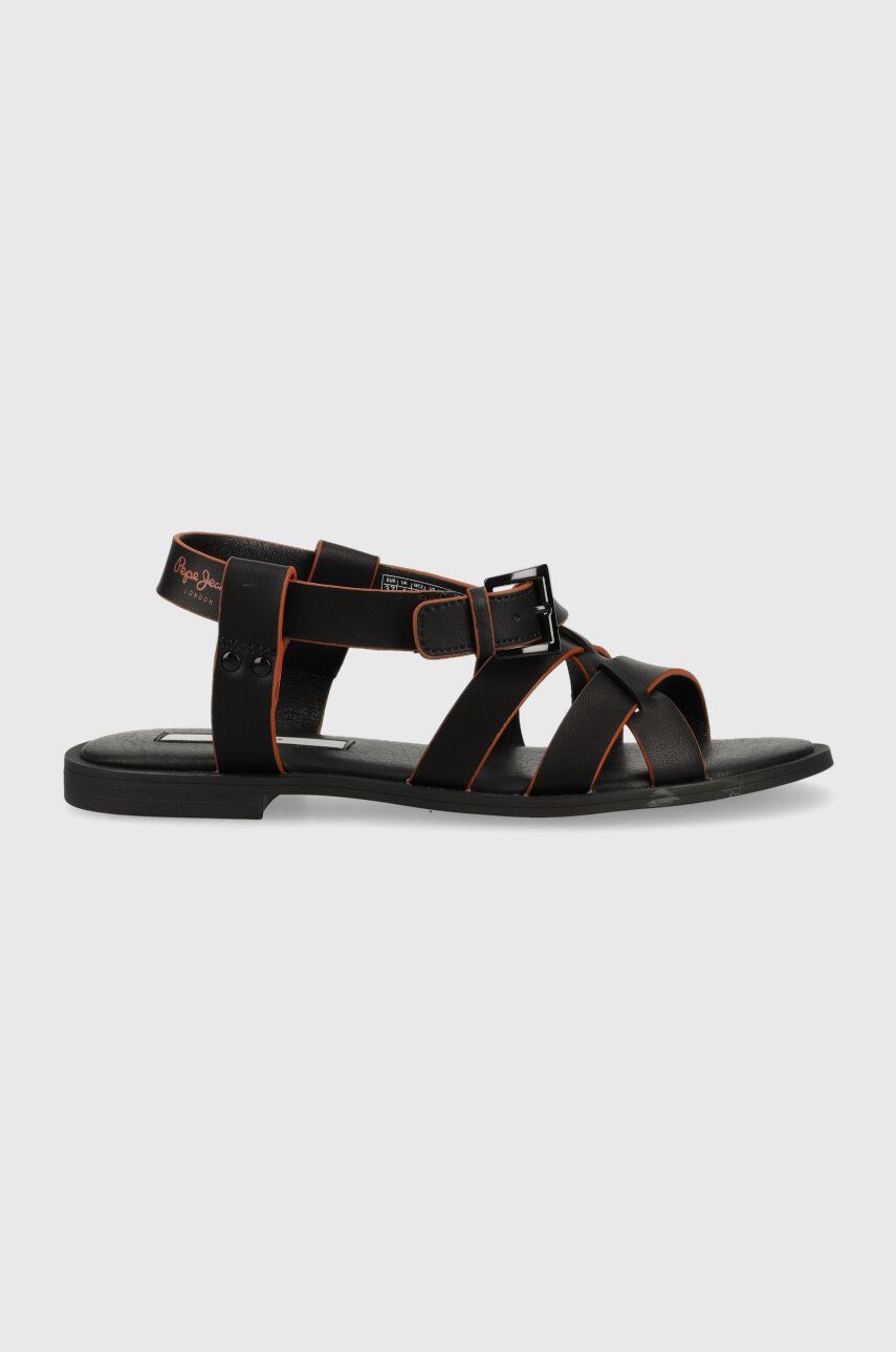 Sandály Pepe Jeans HAYES dámské, černá barva, PLS90573 - černá -  Umělá hmota
